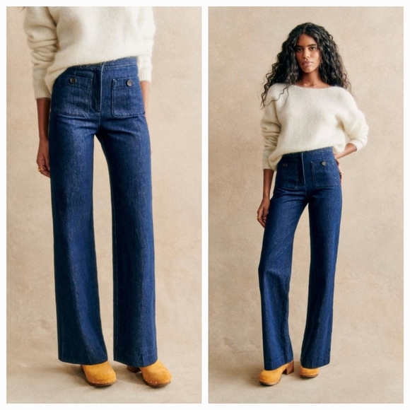 Sezane Dan Trousers in Indigo size 44 NWT - Picture 5 of 13